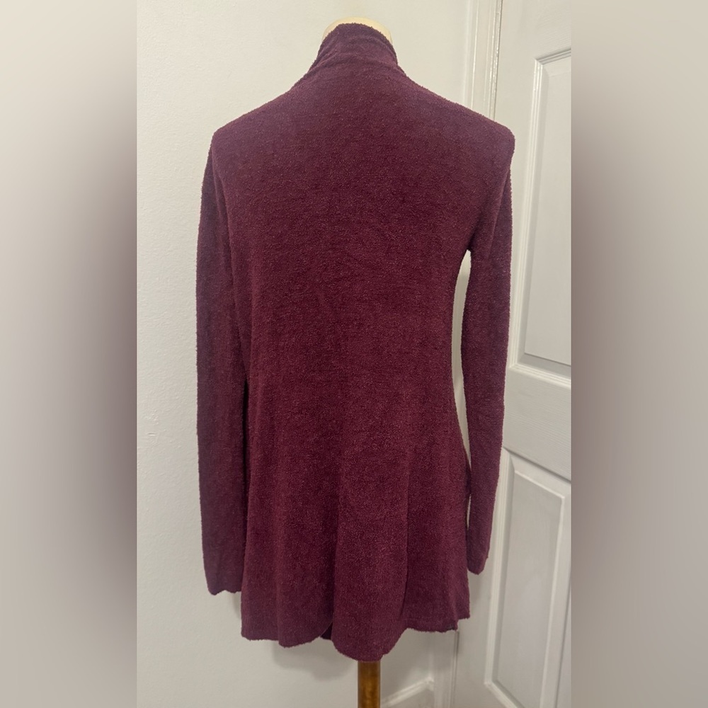 Barefoot Dreams CozyChic Lite Drape Front Cardigan Burgundy Soft Warm Size S / M - Picture 2 of 12